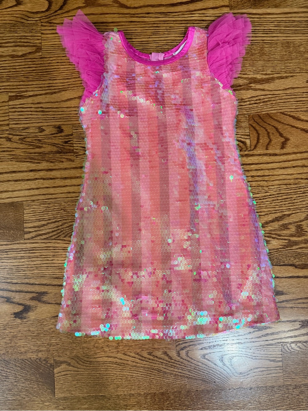 American Girl Hot Pink Sequin Tulle Sleeve Dress